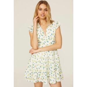 Area Stars White Yellow Floral Mini Dress A-line M NWT